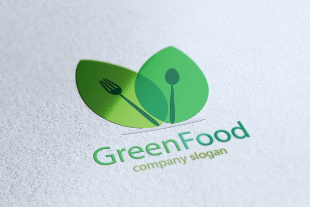 绿色食物创意logo模板 Green Food Logo