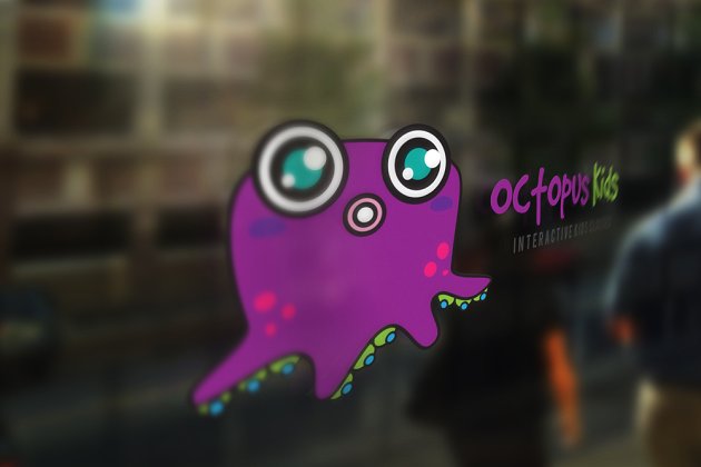 儿童卡通主题的logo模版 Octopus Kids