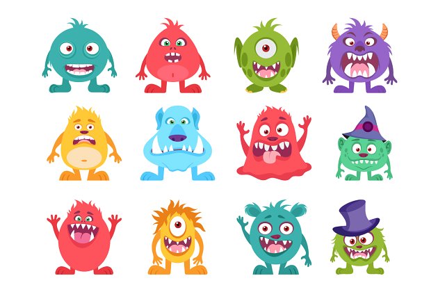 怪兽矢量插画 12 Monsters Illustrations
