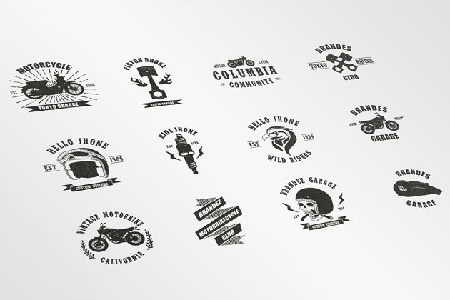 经典摩托车logo模板 Vintage Badges Motorcycle