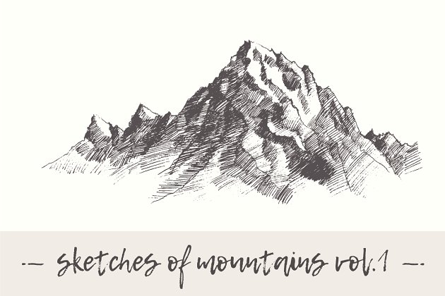 素描效果的大山插图 Set of sketches of mountains, vol. 1