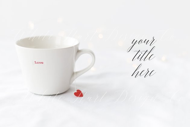 马克杯样机 Love mug and tea bag red heart photo