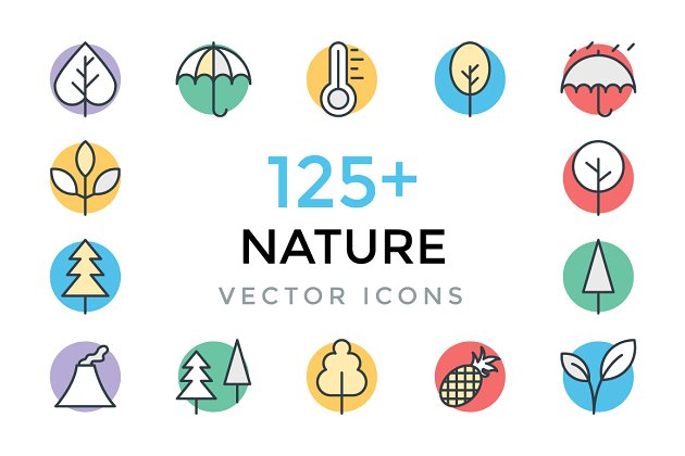 125+大自然创意矢量图标 125+ Nature Vector Icons