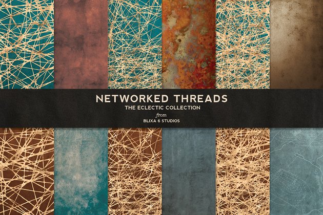烫金网络背景纹理 Networked Threads: Gold Backgrounds