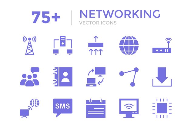75+网络矢量图标 75+ Networking Vector Icons