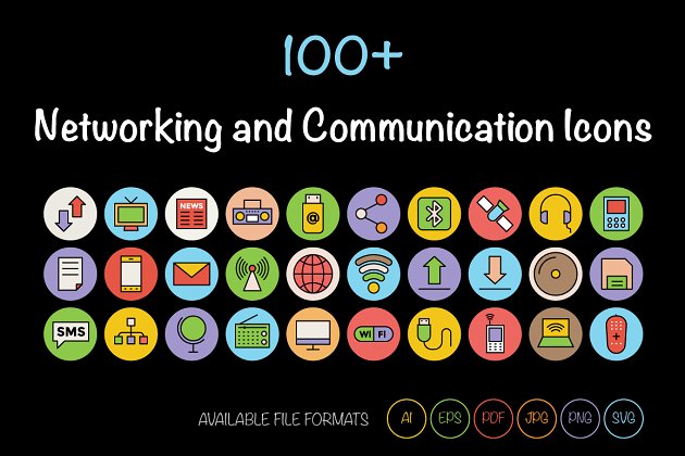 网络沟通图标素材 100+ Networking & Communication Icon