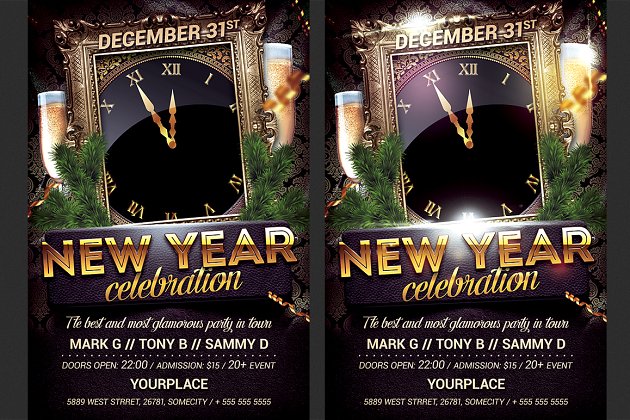 新年派对传单模板 New Year Party Flyer Template