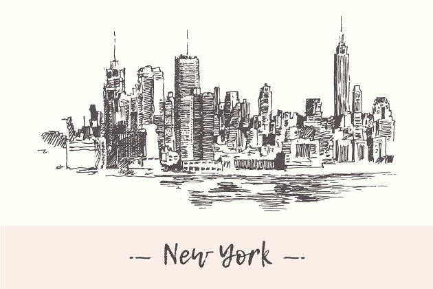 纽约天际线素材插画 New York city skyline