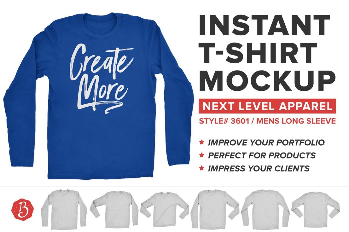 长袖T恤纹样设计样机模型 Next Level Long Sleeve Shirt Mockup