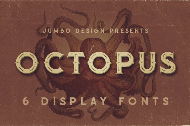 经典时尚字体 Octopus – 6 Vintage Style Fonts
