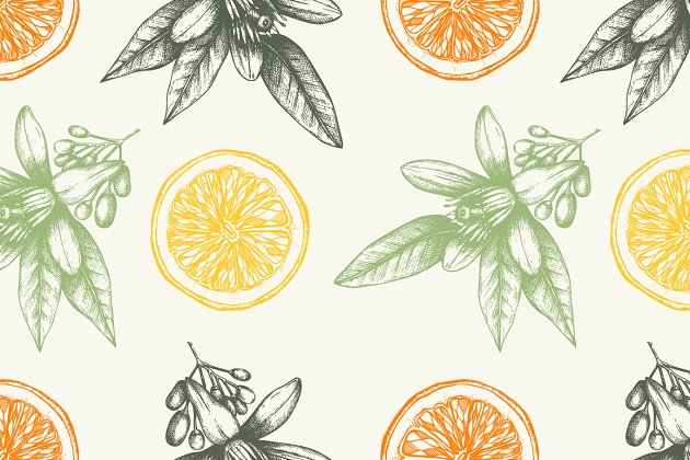 橙子图案背景纹理 Orange pattern set