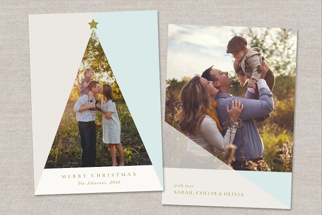 简单的圣诞节风格照片模版 Christmas Tree Photo Card Template