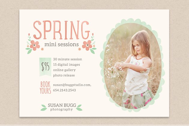 春季卡片海报 Spring mini sessions flyer