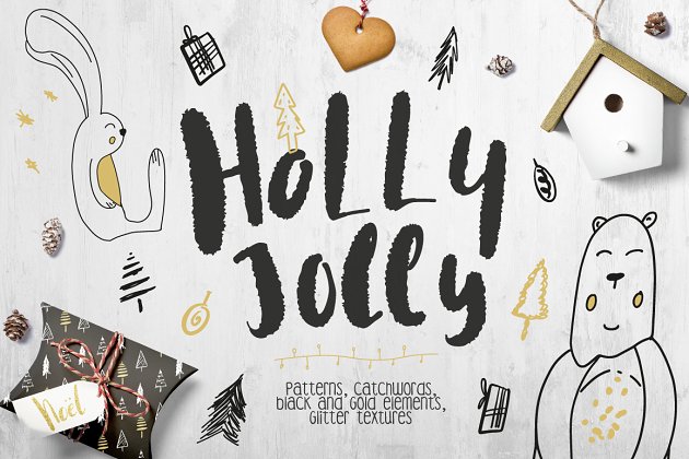 可爱的假日卡通 Holly Jolly Collection-Patterns Pro