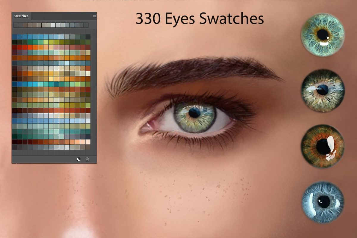 眼睛绘画笔刷 Eyes Swatches for Digital Painting