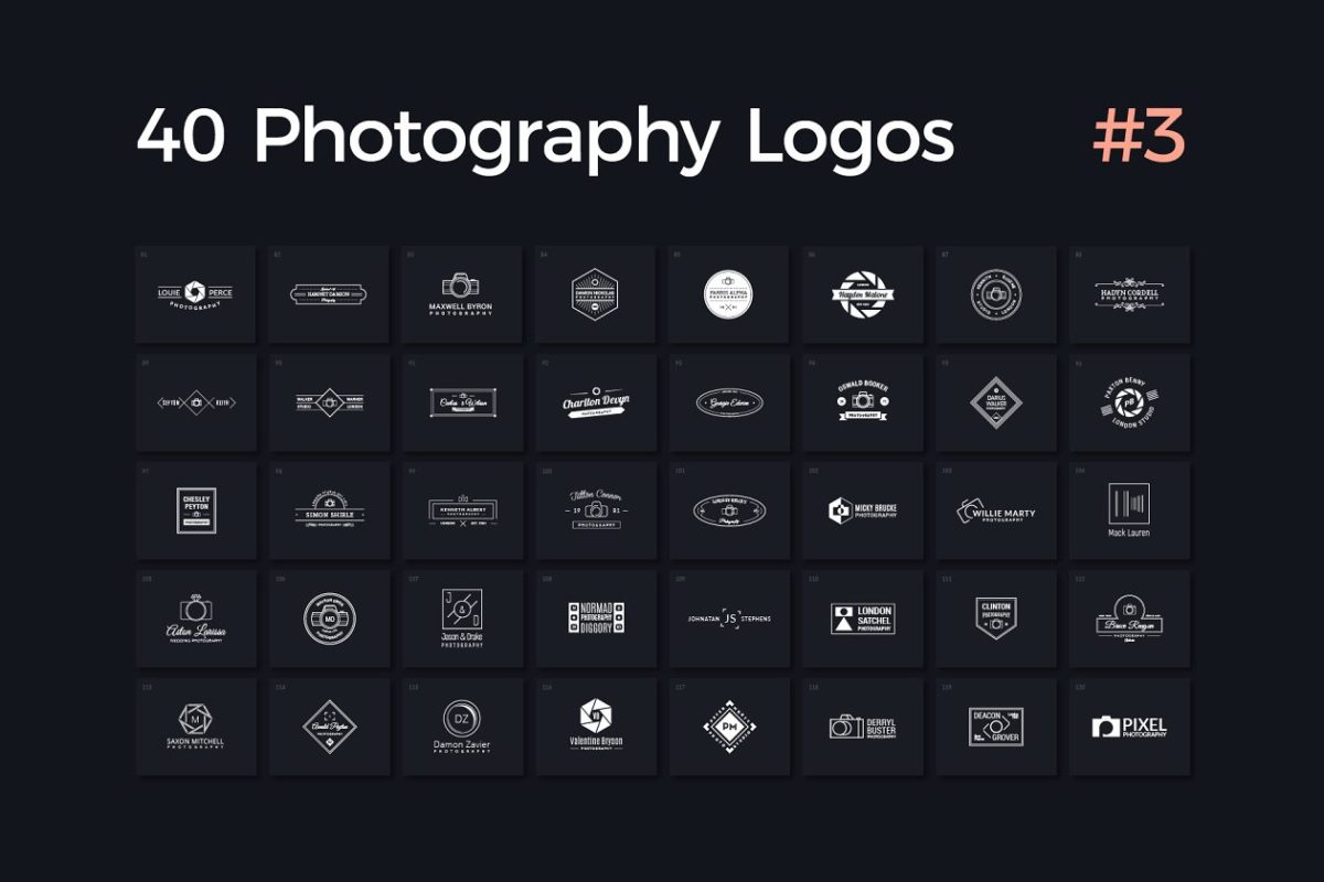 40个照片主题的LOGO设计模板 40 Photography Logos Vol. 3