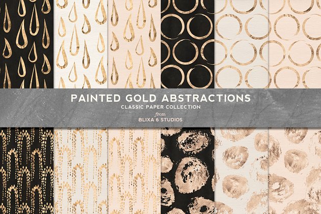 抽象烫金背景纹理 Painted Gold Abstract Drops