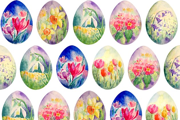 春季复活节彩蛋图案 Spring Flower Easter Egg Pattern