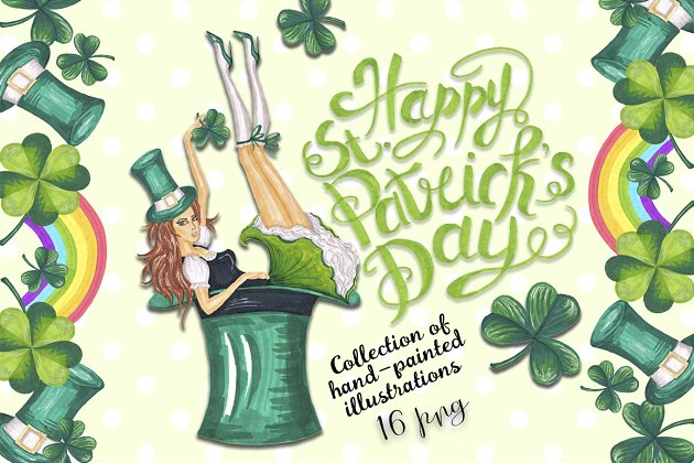 圣帕特里克节卡通logo设计 Happy St.Patrick’s Day Collection