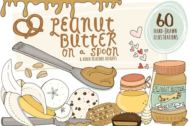 花生黄油食物插画 Food Illustrations – Peanut Butter