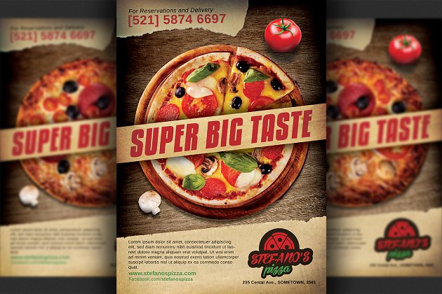 披萨广告海报模版 Pizza Restaurant Advertising Flyer