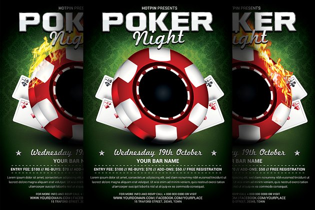 扑克之夜传单模板 Poker Night Flyer Template