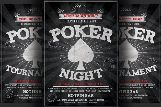 扑克之夜宣传单模板 Poker Night Flyer Template