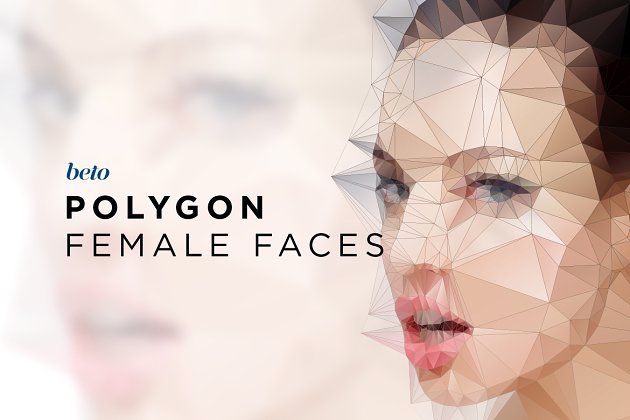 几何多边形女性人脸 Polygonal Female Faces