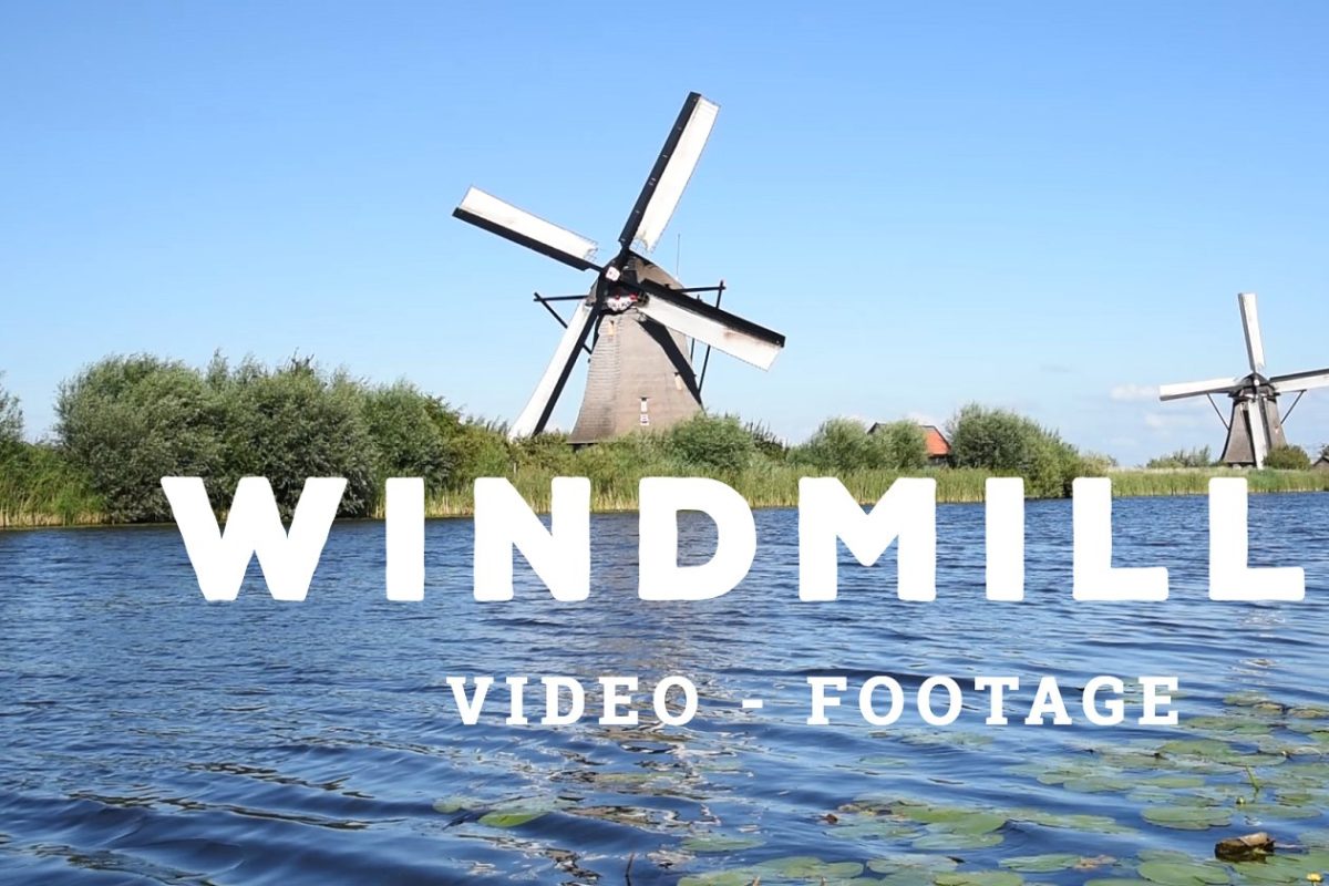 水风车图片 Windmills and Water Flowing
