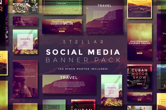 有格调的社交广告banner模板 Stellar Social Media Banner Pack