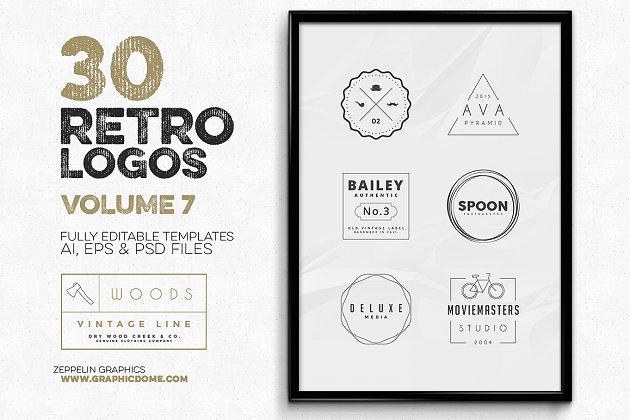 传统logo模板 30 Retro Logos Vol.7