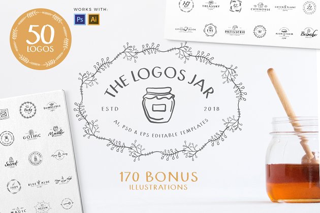优雅的罐子模板 Jar of Logos – 50 Logo Templates