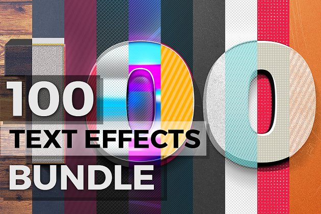 字体样式文本效果 100 Text Effects + Bonus Items