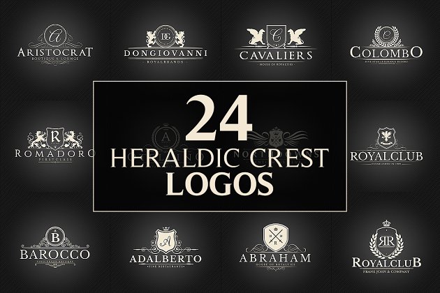24款复古风格Logo设计模板 24 Crest Logos Bundle Vol.2