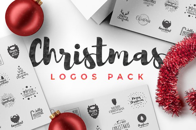 圣诞节logo设计元素 Christmas Logos Pack