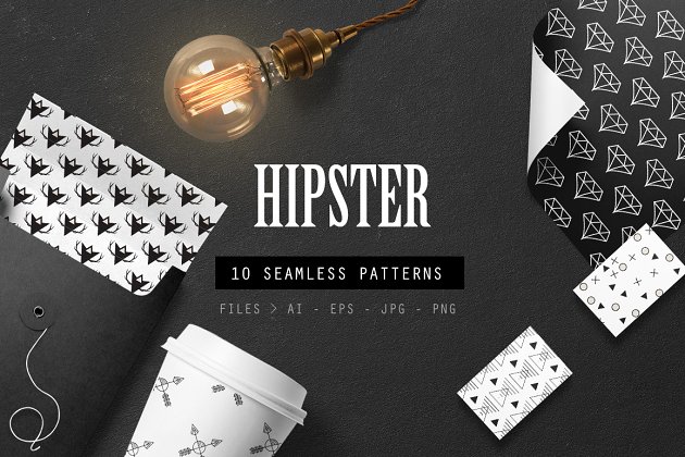 时尚矢量图案背景 Hipster Vector Patterns