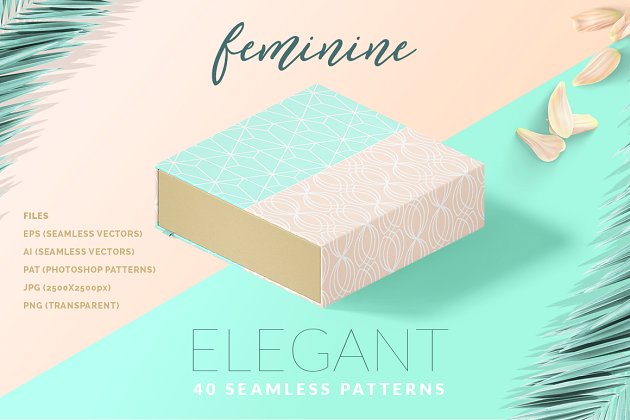 优雅的女性主题的线型图案 Feminine Elegant Line Patterns