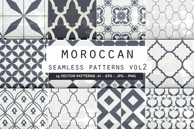 摩洛哥风格的背景纹理素材 Moroccan Style Patterns – 2
