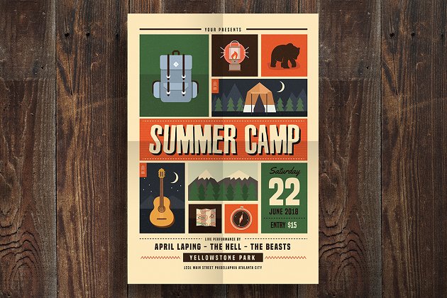 夏季促销活动海报制作 Indie Summer Camp Flyer