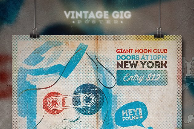 经典印刷效果的海报模版 Vintage GIG Poster IV