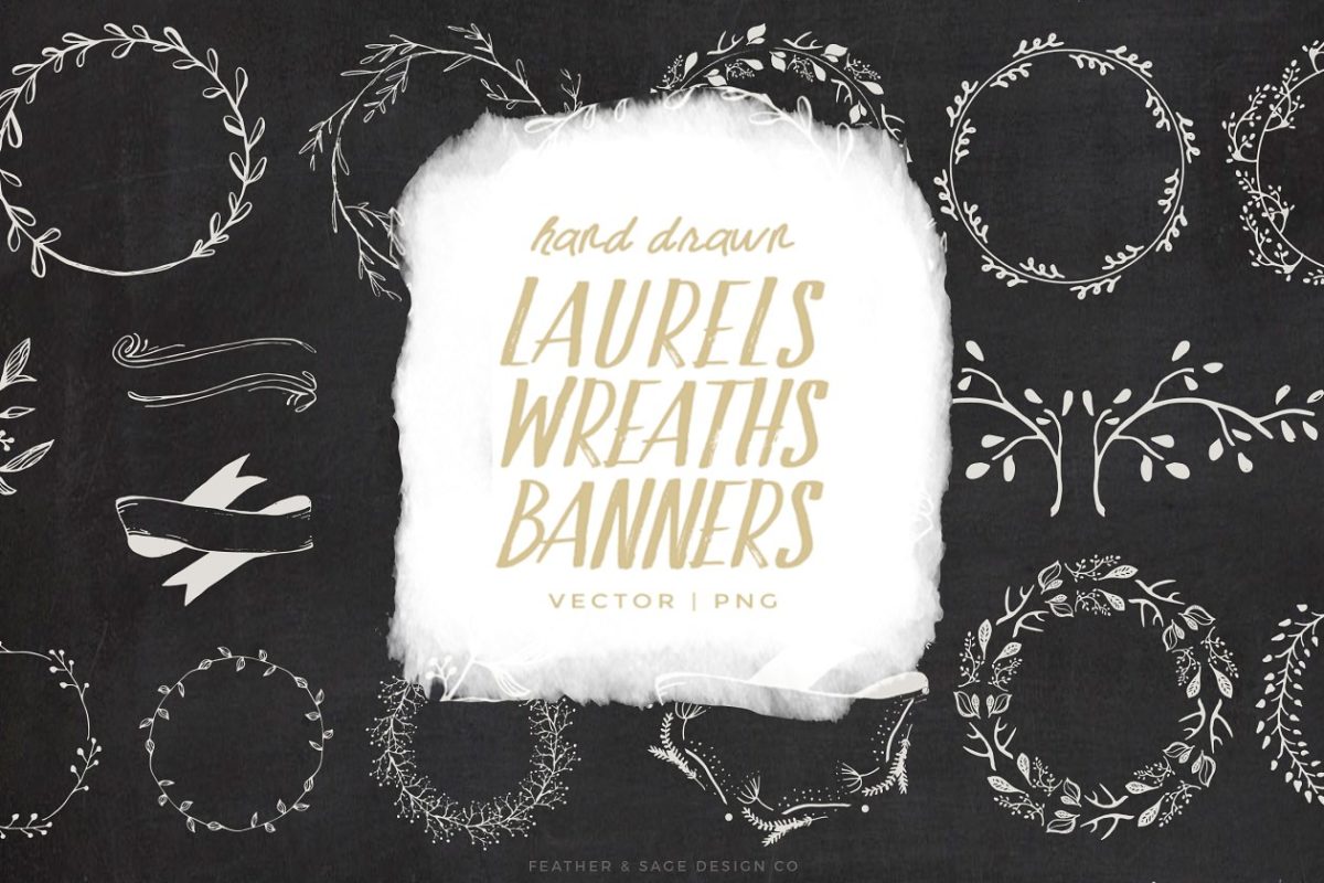 月桂树花环插画 Laurels, Wreaths, Banner Vectors