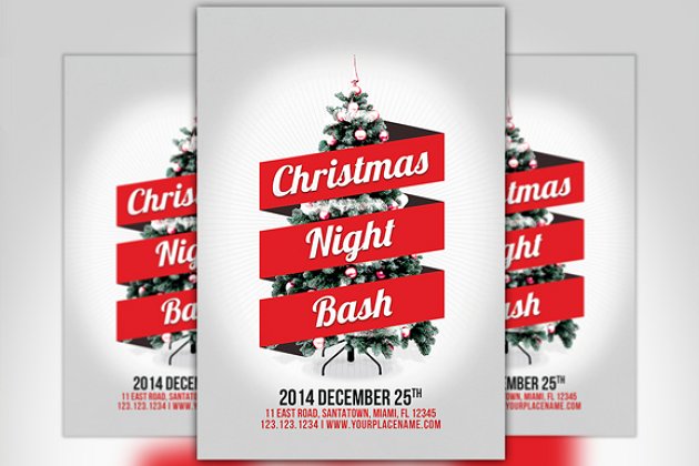 极简主义圣诞节海报 Minimal Christmas Night Bash Flyer