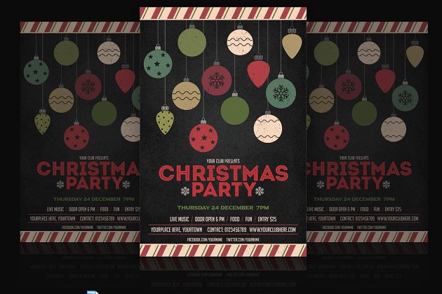 圣诞晚会宣传单模板 Christmas Party Flyer