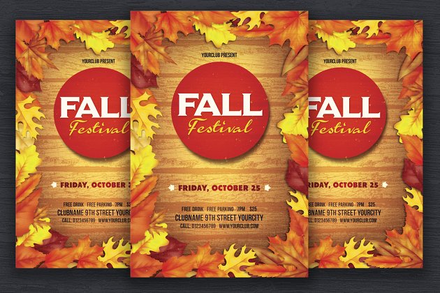 秋季宣传海报模板 Fall Festival Flyer