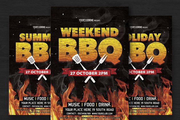 周末烧烤海报设计模板 Weekend BBQ