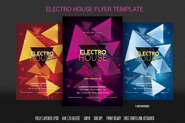 电子音乐海报制作模板 Electro House Flyer