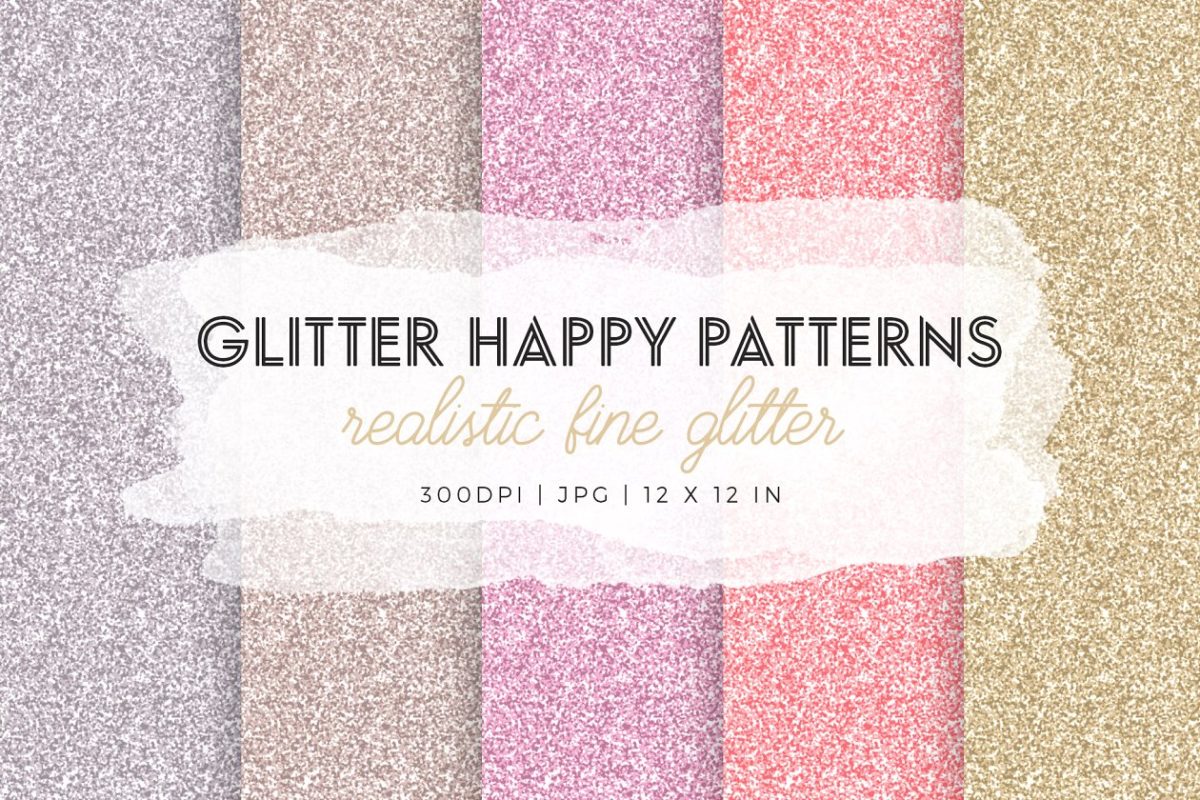 精彩的散粉背景纹理素材 Colorful Fine Glitter Pattern Set