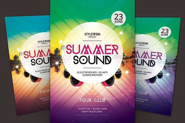 夏季海报制作模板 Summer Sound Flyer Template