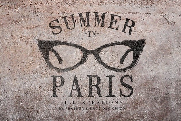 夏天巴黎矢量插画 Summer In Paris Vector Graphics