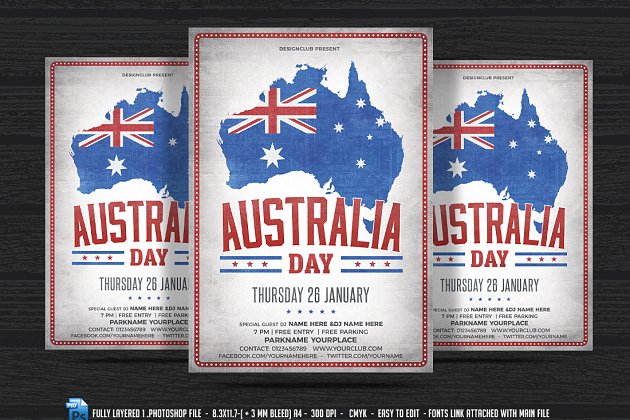 澳大利亚节日模板 Australia day Flyer